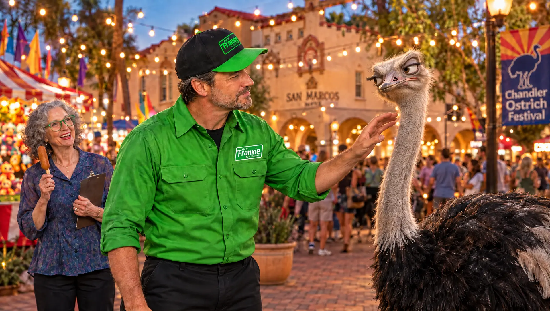 Frankie and Ethel at the Chandler Ostrich Festival in Phoenix
