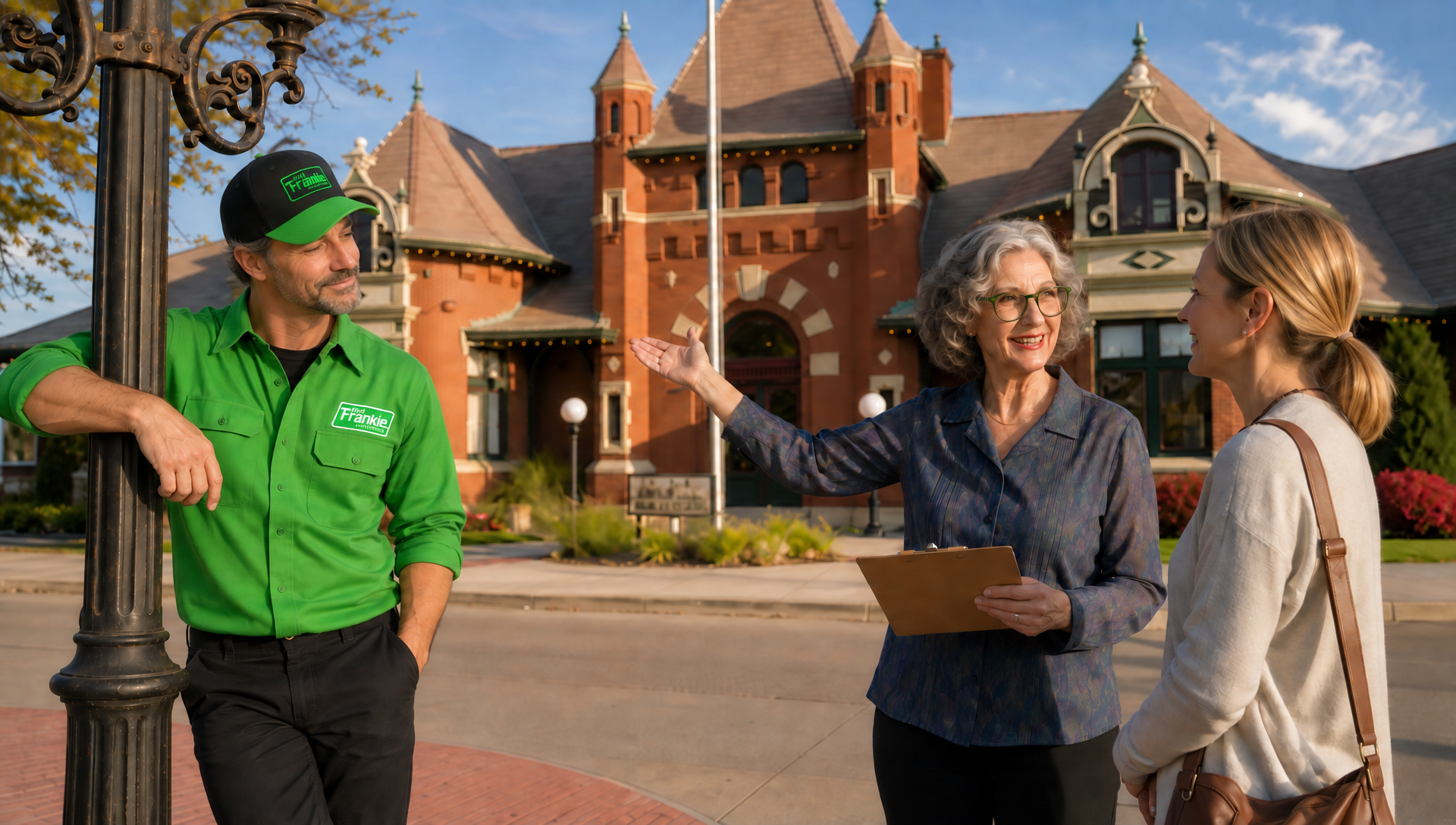 Frankie and Ethel at the Nampa Train Depot, ready to fix heating and cooling in Nampa, Idaho