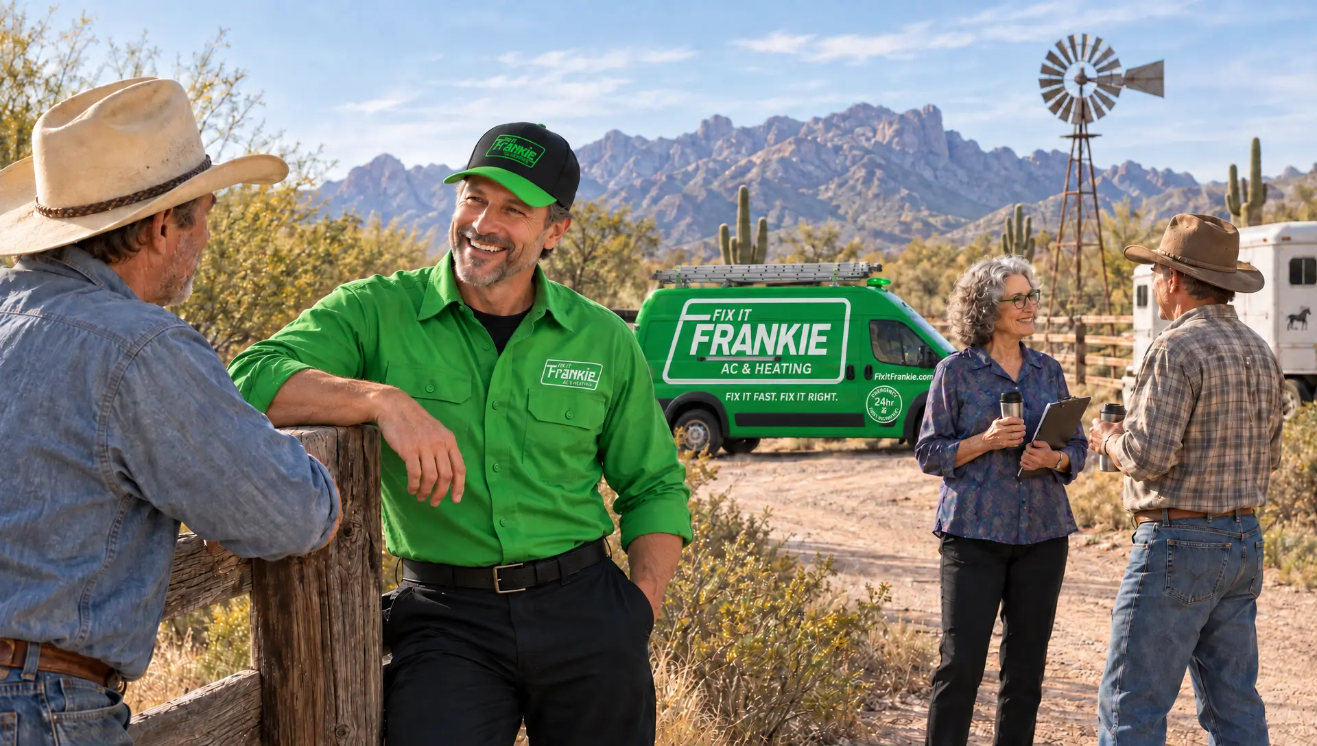 Frankie and Ethel on a high desert ranch property in New River, Phoenix