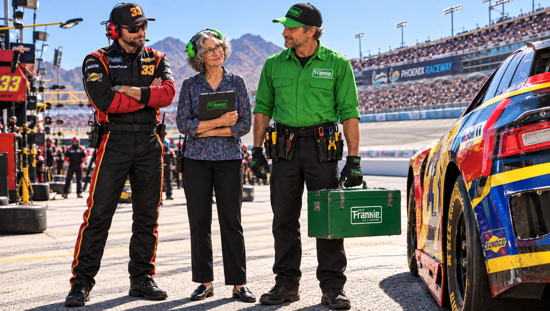 Frankie and Ethel at Phoenix Raceway near Avondale, Phoenix