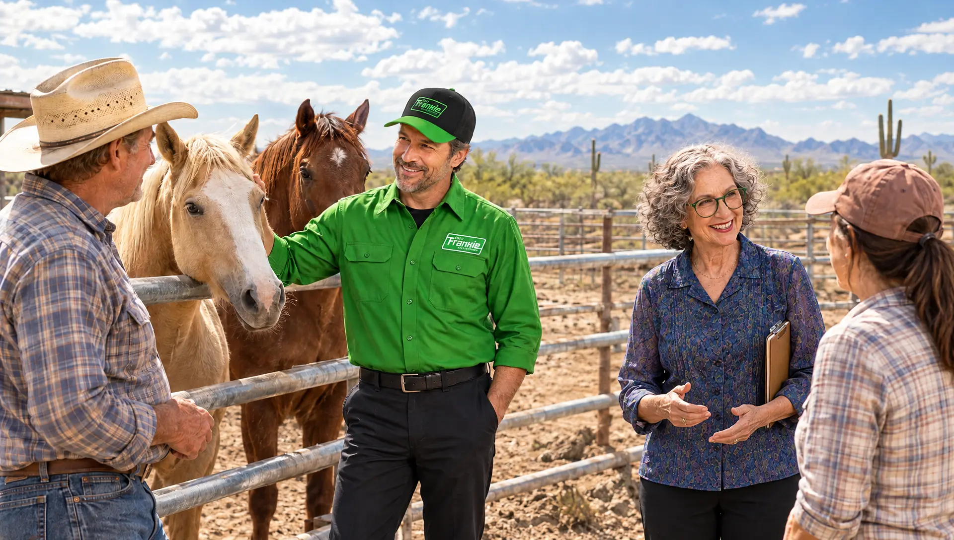 Frankie and Ethel at the horse property in Wittmann, Phoenix
