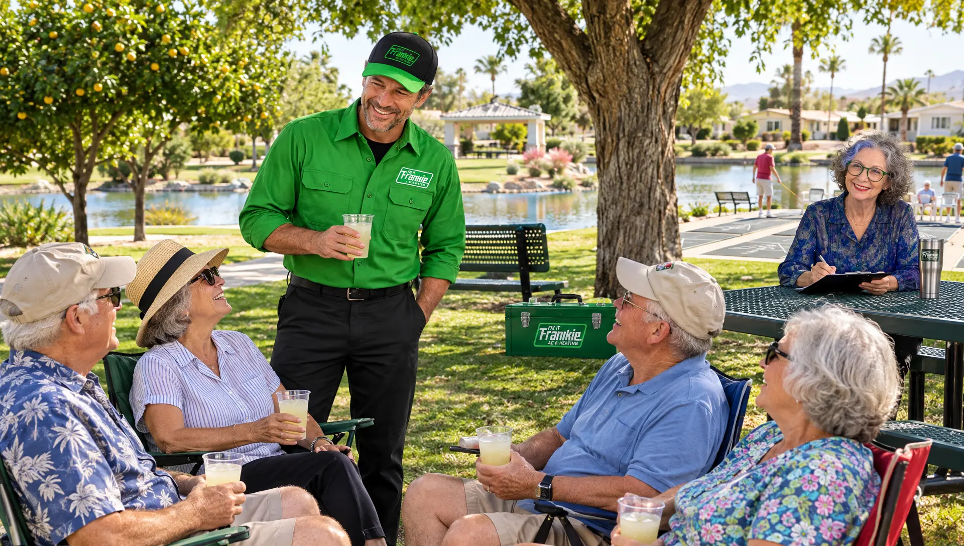 Frankie and Ethel at the community park in Youngtown, Phoenix